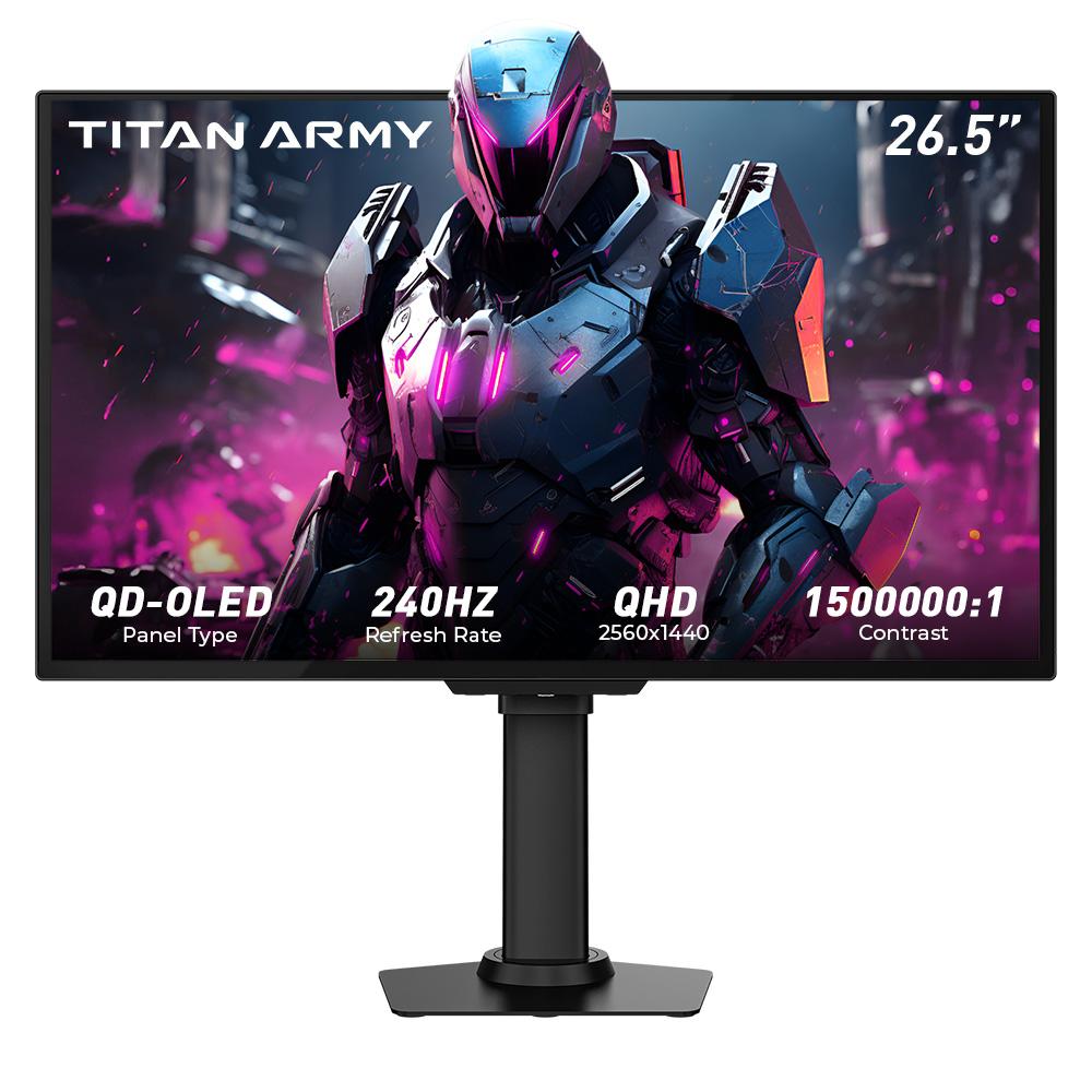 Titan Army G2785S: 26.5" QD-OLED Gaming Monitor, 2560x1440, 240Hz, 0.03ms GTG, 1.5M:1 Kontrast, HDR10, 99% DCI-P3