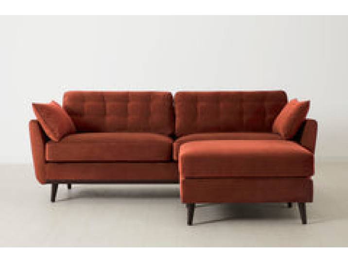 Model 10 Dreisitzer Sofa mit Hocker, Ziegelrot