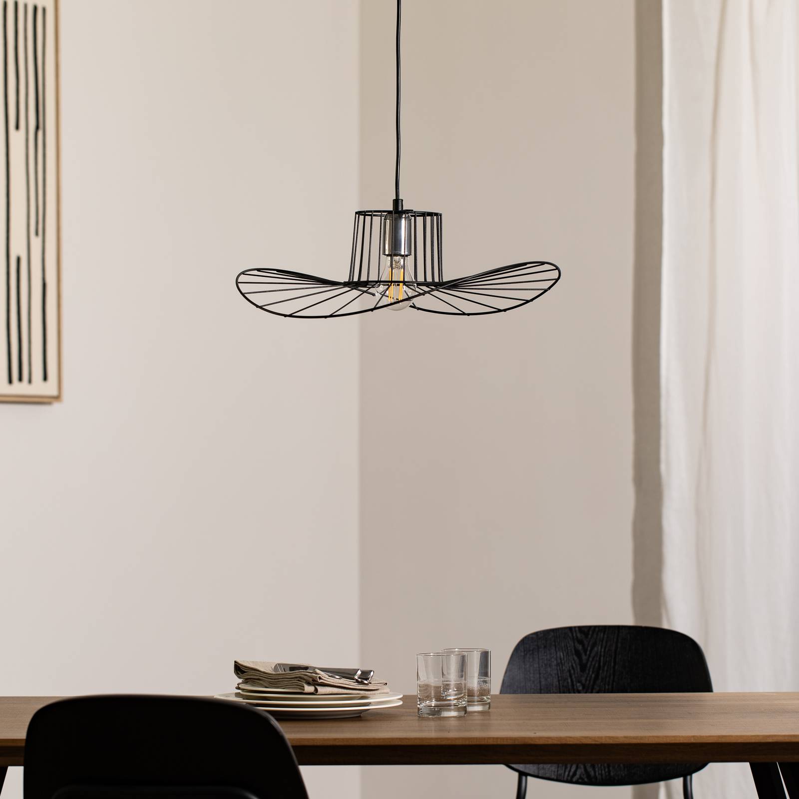 Hängelampe Tel Opviq, dimmbar, schwarz, für Wohn- / Esszimmer, Metall, Pendelleuchte