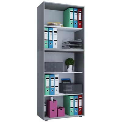Bücherregal VCM "Holz Büro Regal Bücher Ordner Aktenregal Lona 5f", grau, B:70cm T:37cm, Regale, Bücherregal