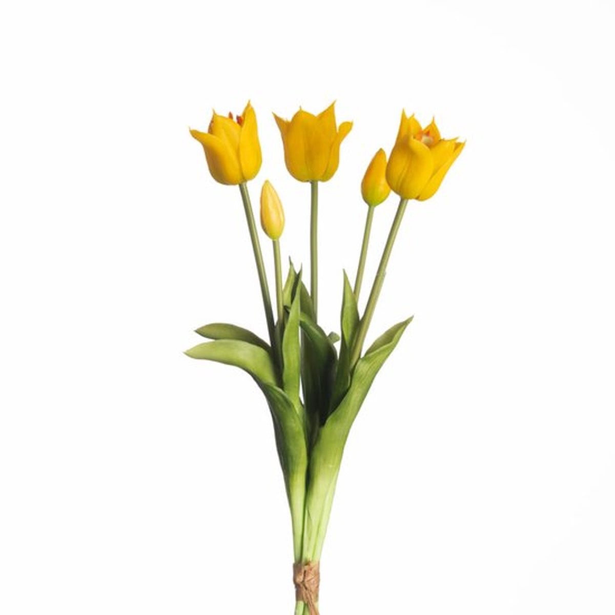 Real Touch Tulpen boeket met 5 gele kunst tulpen