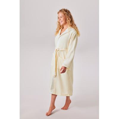Unisex-Bademantel OTTO HOME "Miia, ideal für Sauna, Spa & im Urlaub" Gr. S, beige (creme, natur), L:120cm, Microfaser, Hausmäntel, weich und kuschelig, plüsch, für Damen und Herren, S-XL