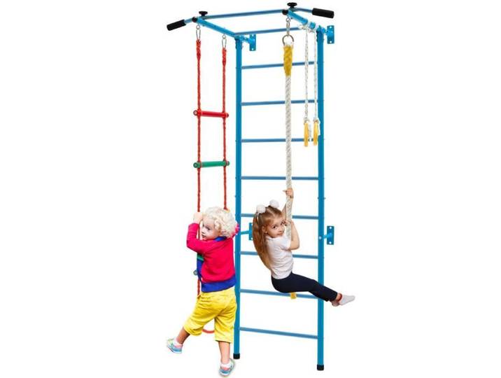 DREAMADE Échelle Murale pour Enfants Jouet d'Echelle d'Escalade de Corde pour Enfants 3Ans+ 100KG MAX 107X83X223CM Bleu