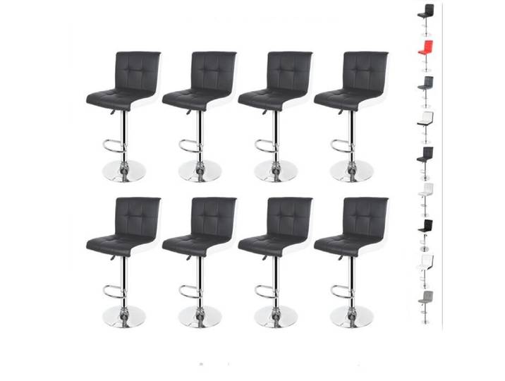 HSTURYZ Tabourets de Bar Lot de 8 Réglable Chaise Haute Cuisine avec Chromés Repose-Pieds Tabouret Bar Noir-Blanc