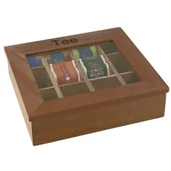 APS Teebox mit 12 Kammern rot-braun mehrfarbig, 31x9x28 cm