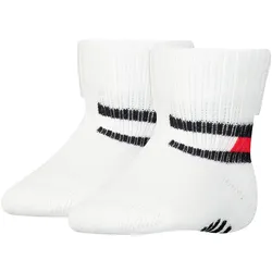 2er Pack TOMMY HILFIGER Flag Baby-Socken 001 - white 15-18