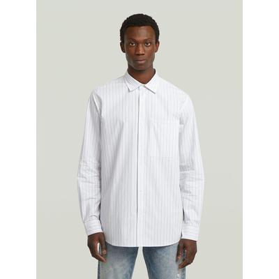 Langarmshirt G-STAR "One Pocket Regular Hemd", Herren, Gr. M, ash blau irregular stripe, Obermaterial: 100% Baumwolle, Shirts Langarmshirt