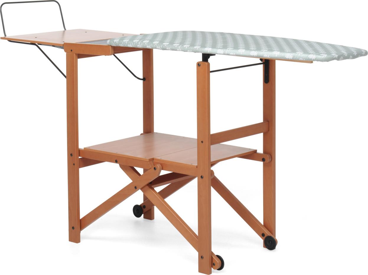 Foppapedretti Asso, Bügelbrett in Originalgröße, Aluminium, Baumwolle, Polyester, Dampfbügeleisen, Schwarz, Walnuss, Einfarbig, Grau, Weiß