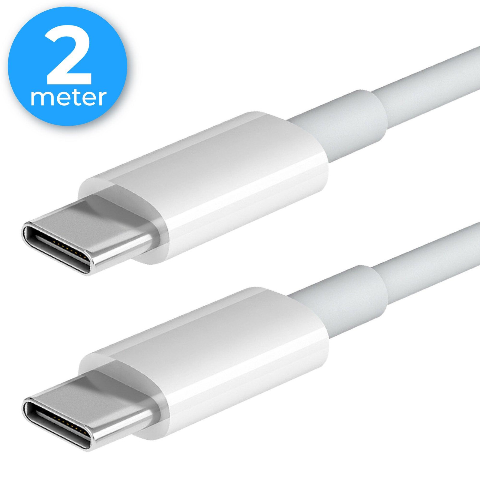 Nuvance USB-C naar USB-C kabel, 100W snellader, 2 meter, wit