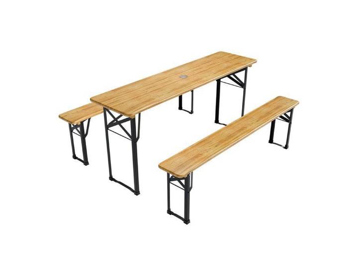 Set de bancs de bière Bichl 3 pièces en bois de sapin – Table et 2 bancs pliables 170 cm