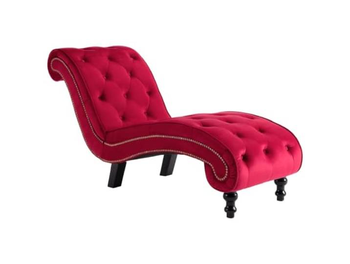 Chaiselongue Rot Samt Gepolsterte Liege mit Quilten für Wohnzimmer Dicke Polsterung, ergonomische Form, Knopfsteppung, elegantes Design, 110 kg Belastbarkeit
