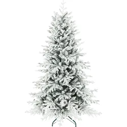 KÜNSTLICHER-WEIHNACHTSBAUM, 180cm Christbaum mit Schnee, 1815 Zweigen Grün