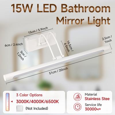 Fusion Finds Mirror Light Fixture With Tri Color Memory Mode For Bathroom Vanity & Makeup Mirror white