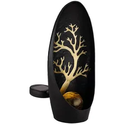 Gartendeko Solarlampen für Außen Outdoor Balkon Deko schwarz silber Baum Glaskugel, IP44 Akku Metall, 1x LED, LxBxH 14x7x30cm
