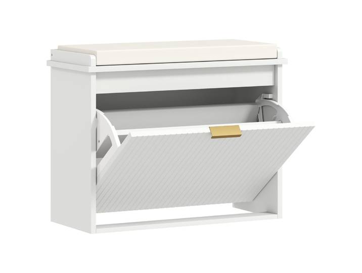 Banc à chaussures avec tiroir rabattable, blanc