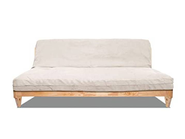 Futon On Line Schlafsofa Zúrich, Natürliche, Bezug Rohweiss, 200 x 140 cm.