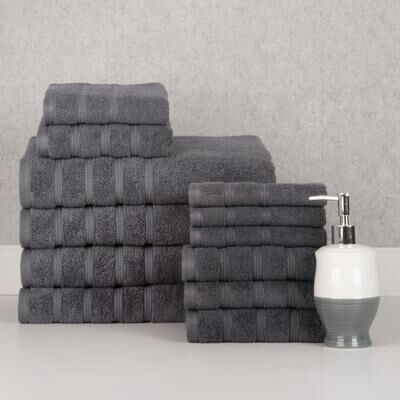 Bibb Home 12 Piece Zero Twist Egyptian Cotton Towel Set