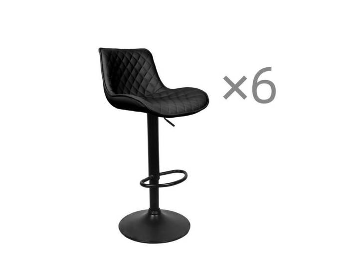 Tabouret de bar Shenglimeii - Lot de 6 - Noir - Avec dossier et repose-pieds