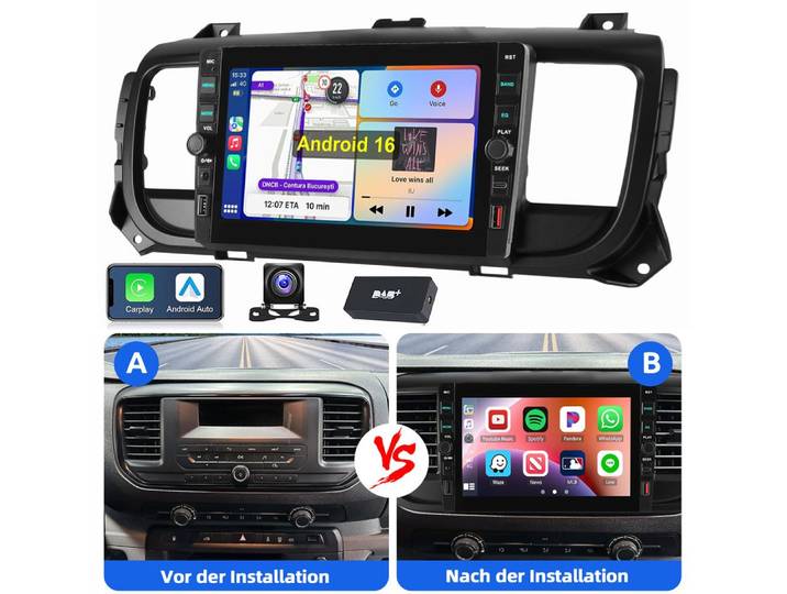 ESSGOO Für Citroen Jumpy Peugeot Expert Space Tourer 2016-2022 Autoradio (RDS, Digitalradio (DAB), FM)
