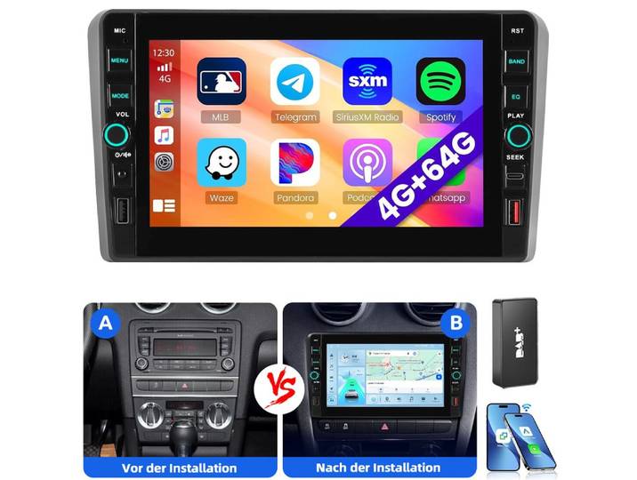ESSGOO 9 Für Audi A3 S3 RS3 8P 8V Android 15 Carplay Autoradio (RDS, Digitalradio (DAB), FM)
