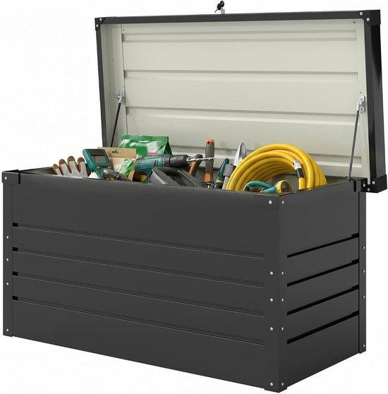 Outsunny Tuinbox Metaal Grijs - Opbergkist Buiten - 450 Liter