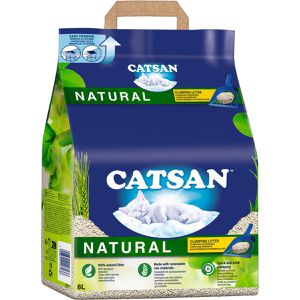 Catsan Katzenstreu Natural, aus 100 % Pflanzenfasern, klumpend, geruchsbindend, mit natürlichem Duft, 8 Liter