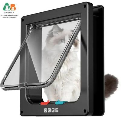 Uplift Essentials SecureShield 4 Way Locking Pet Door black l