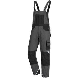 NITRAS Arbeitshose Motion Tex Plus, Herren, Latzhose, grau-schwarz, Größe 62