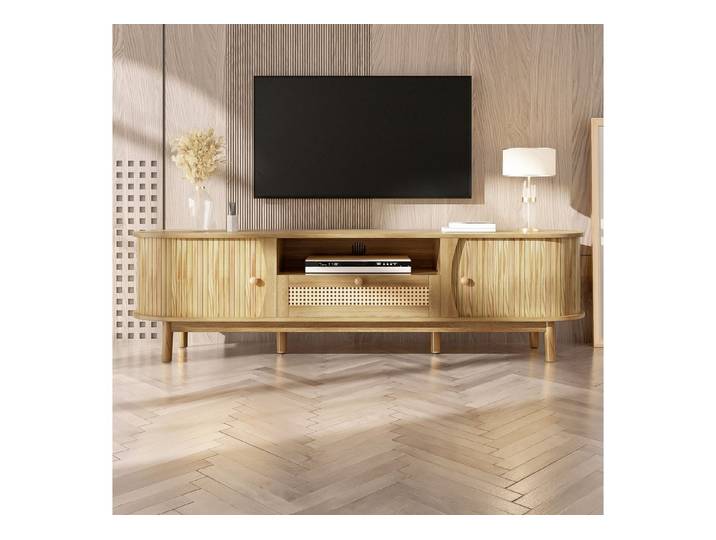 IDEASY TV-Schrank TV-Schrank Rattan Massivholz Türen Schubladen Landhausstil Wohnzimmer