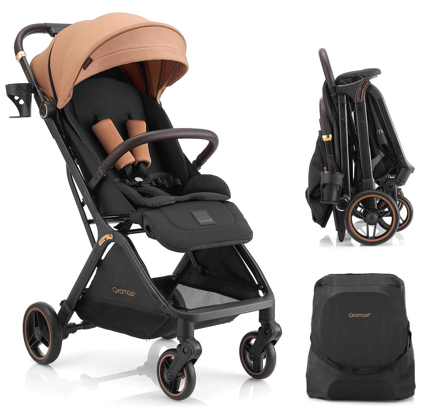 Faltbarer Kinderwagen Buggy Reisebuggy - Leicht 7,3 kg - Kaki - Mit Sonnendach UPF50+