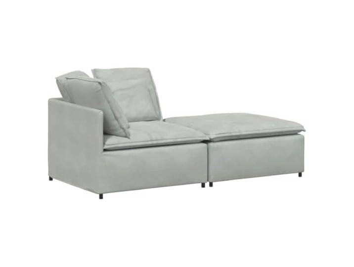 Makastle Modulares Ecksofa mit Fußhocker Samt Hellgrau