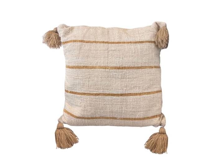 Coussin carré beige et rayure