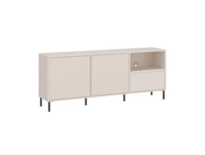Lomadox TV Lowboard mit 157,8 cm Breite in Kaschmir mit Rillen Fronten, 2 Türen, 1 Schublade, Fernsehschrank, TV-Schrank, Fernsehtisch, TV Board, Fernsehmöbel, Wohnzimmer