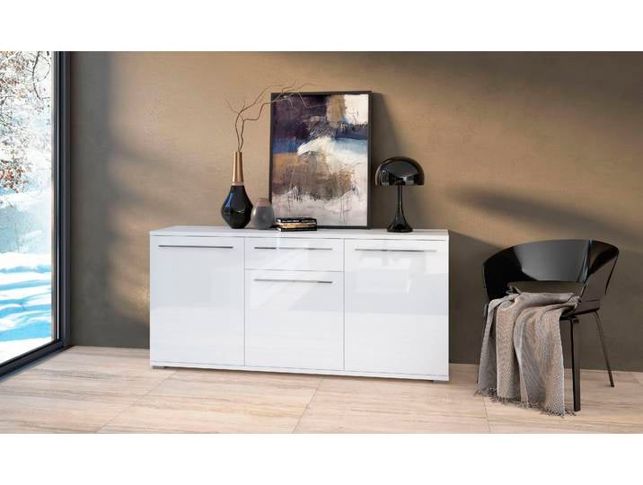 Kommode OTTO HOME Piano , weiß (weiß hochglanz), B:150cm H:84,6cm T:45,2cm, Holzwerkstoff, Sideboards, Kommode, UV lackiert, Soft-Close Funktion