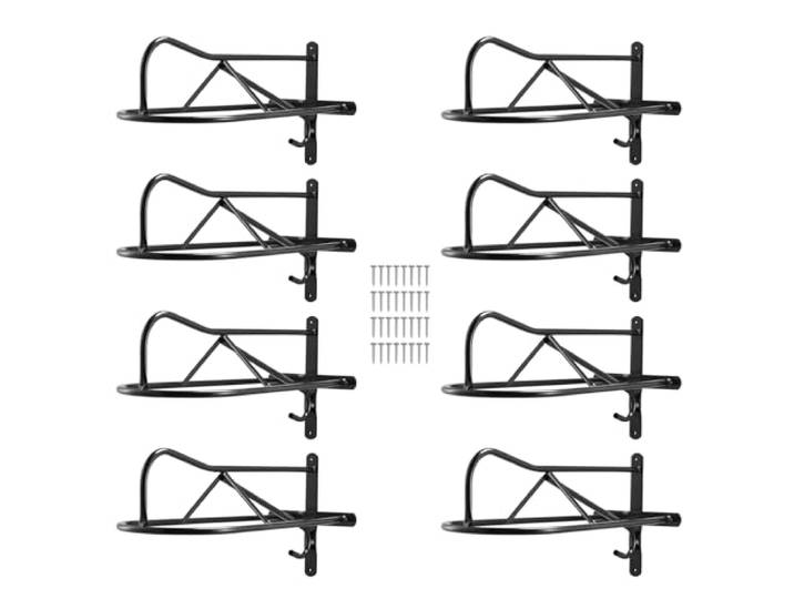 VEVOR Support de Selle Cheval\, Lot de 8\, Porte-Selle Anglais Western Portable avec Barre de Protection\, en Acier au Carbone\, Montage Mural\, pour Rangement de Matériel d'Équitation\, d'Équestre\, Noir