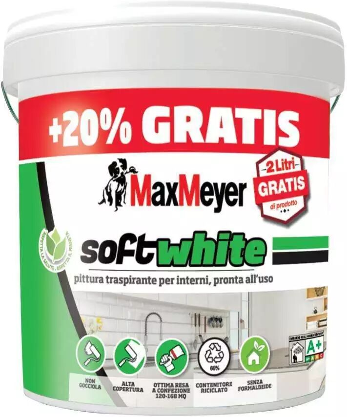 Max Meyer PITTURA SOFT WHITE 10LT + 2LT OMAGGIO