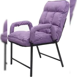 Décoshop26 - Gepolsterter Lounge-Sessel mit verstellbarer Rückenlehne Belastbarkeit 160 kg verstellbares Metallgestell violetter FAL04050
