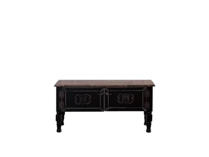 Hanah Home Klassisches schwarzes TV-Möbel, 100 cm breit, 45 cm hoch, 30 cm tief 100% MDF mit Fichtenplatte und Beinen aus Hainbuche Elegantes und langlebiges Design