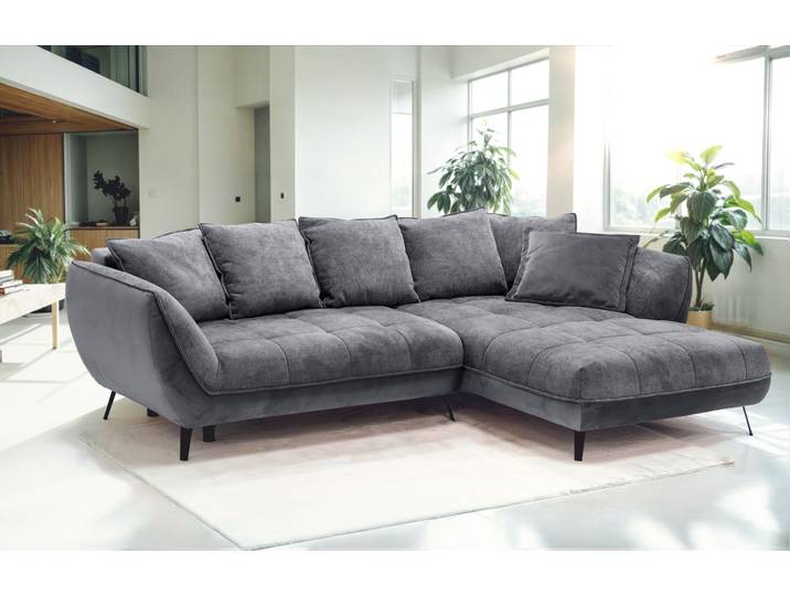Ecksofa EXXPO - SOFA FASHION Midway Easy-Lift-Bettfunktion, 15cm bodenfrei, bequem, Breite 282cm , grau (graphite), B:282cm H:91cm T:187cm, Sofas, Ecksofa, inkl. Bettfunktion und praktischem Bettkasten, L-Form