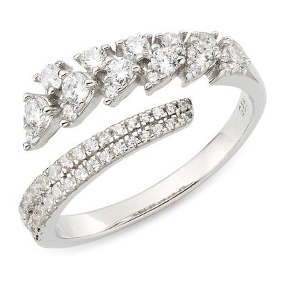Fingerring "Schmuck Geschenk Silbering mit offener Schiene" Gr. 54, silberfarben, kristallweiß, ANISTON JEWELRY & WATCHES, Fingerringe, Damen, 54, Silber 925 (Sterlingsilber), 2,8mm, Fingerring, mit Zirkonia (synth.)