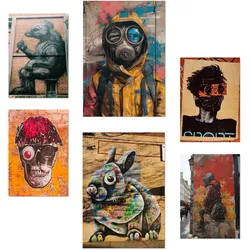 POSTER Set Mit 6 Graffiti, Straßenkunst Im Banksy In Brauntönen A3 & A4 Rahmenlos