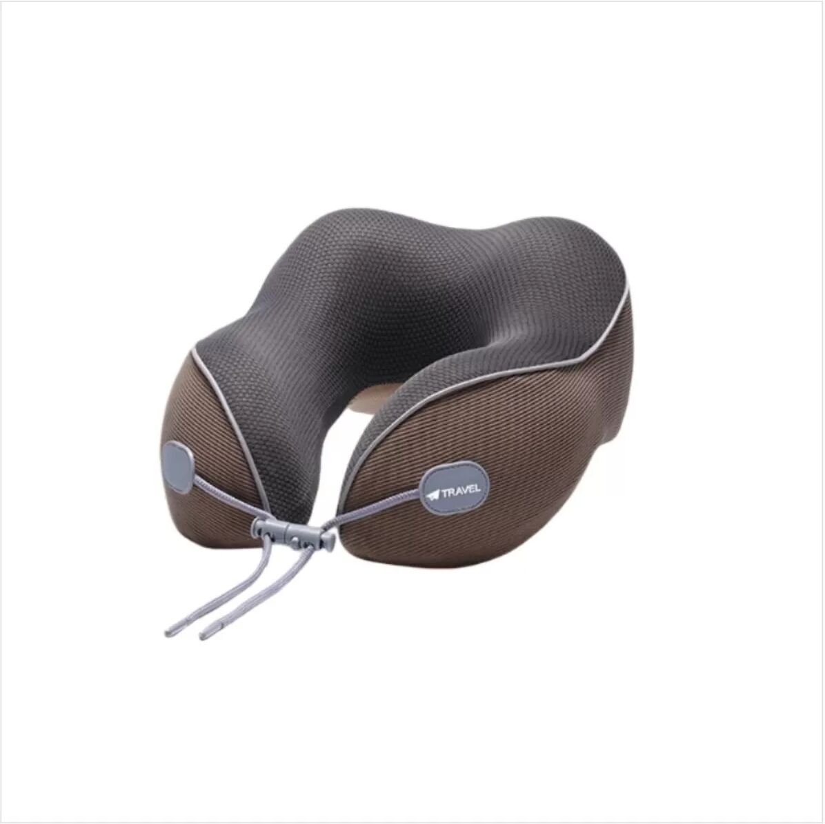 INF Oreiller de voyage en mousse à mémoire en U - Soutien cervical ergonomique, housse amovible et lavable café