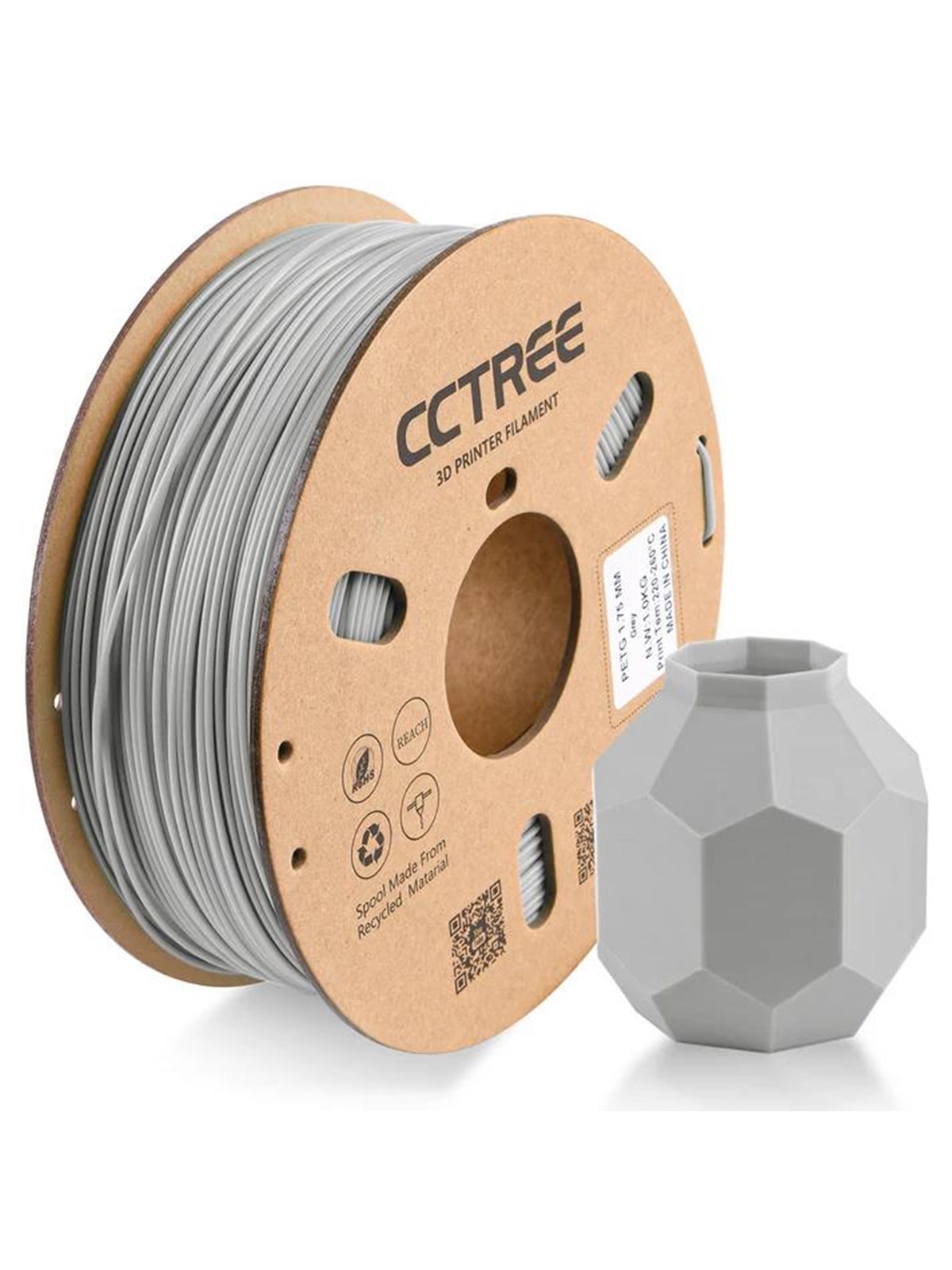 CCTree PETG 1.75mm 1 kg Grey, 1kg