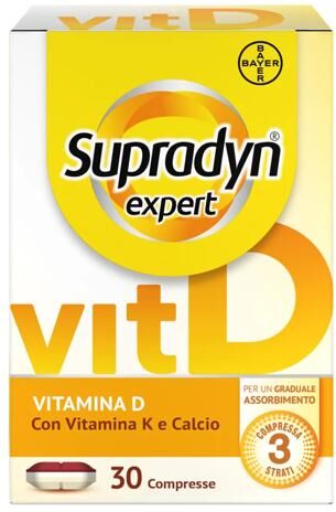 Supradyn Expert Vitamina D3 1000ui, Con Vitamina K e Calcio ad Assorbimento Graduale 30 Compresse