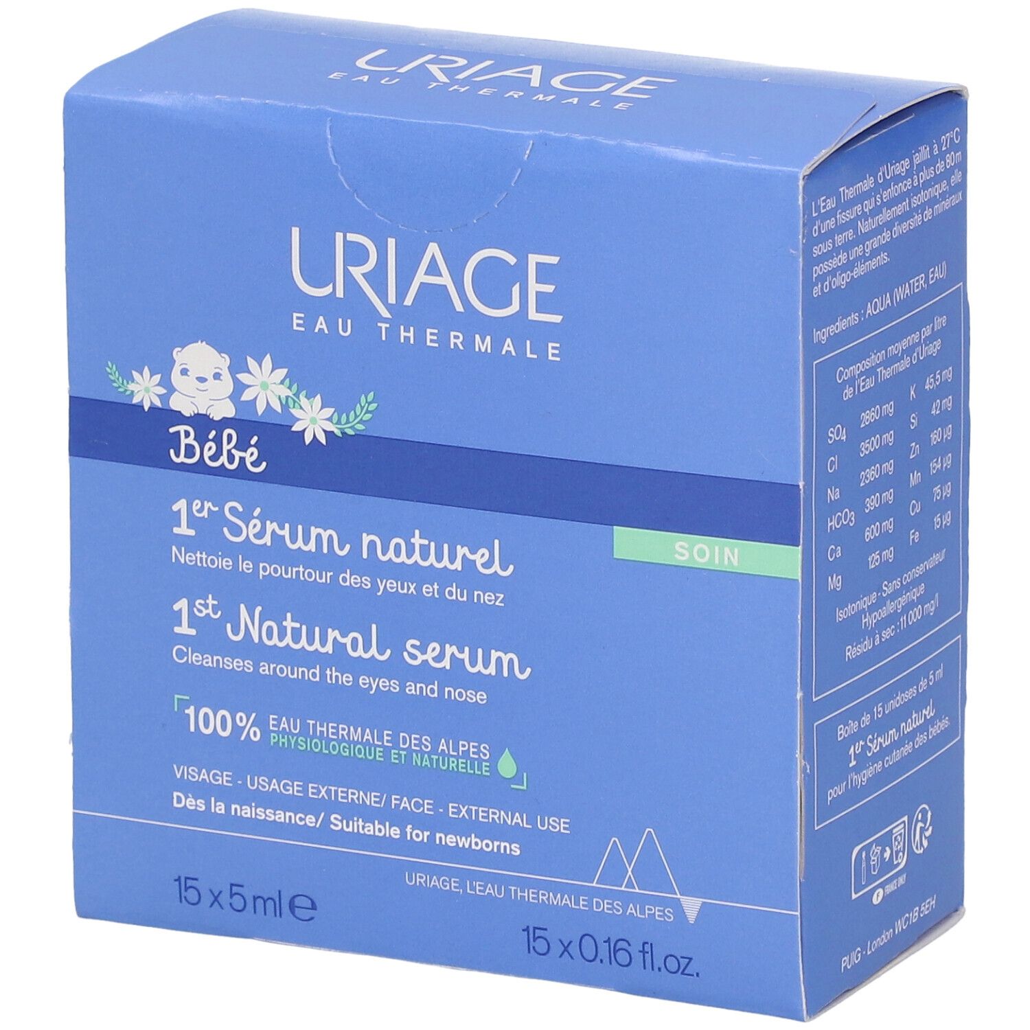Uriage Baby 1st Natural Serum Nieuwe Formule 15x5 ml Ampullen