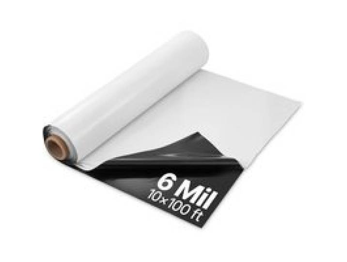 VEVOR PE Baufolie 3,05x30,48 m, Kunststofffolie, 0,15 mm dicke Abdeckfolie, Kunststoff-Abdeckplane, Estrichfolie, Abdeckung für Kriechkeller-Dampfsperre, schwarz-weiß, doppelseitig, Mehrzweck