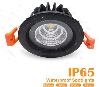 On Spot Shop IP65 Waterproof LED Recessed Ceiling Light Round Downlight, Spot Light For Sauna, Steam Bath, Kitchen Bathroom black natural White 5w