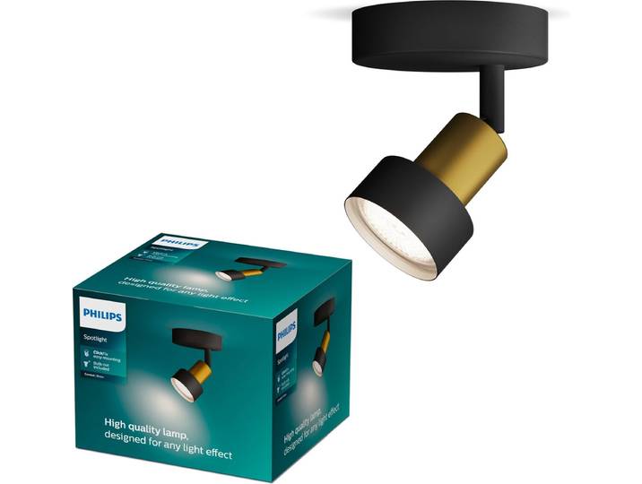 Philips Conduit Spot - Wandspot - Zwart met goud design - GU10 LED fitting