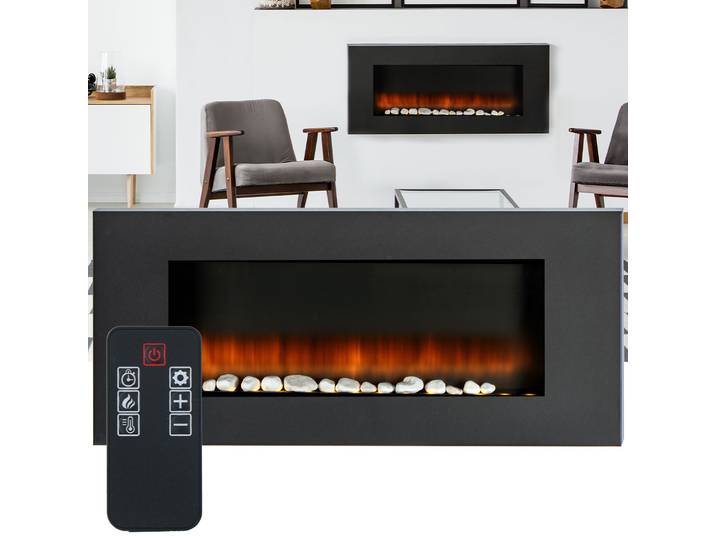 Wandheizung 2000W mit realistischem LED-Flammeneffekt, Thermostat & Timer