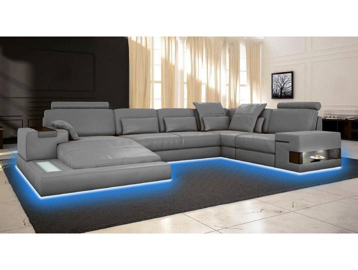 Xlmoebel Wohnlandschaft Großes Ledersofa Wohnlandschaft Design Couch Polster Garnitur, Wohnlandschaft, Made in Europa